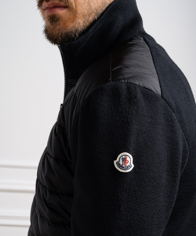 Moncler Черный комбинированный кардиган 9B50700A9341 изображение 5