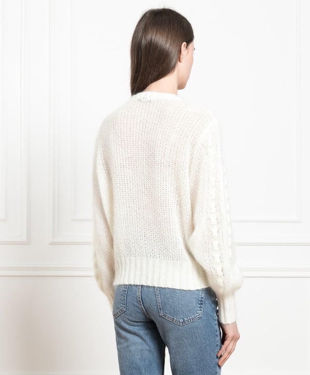Twinset White openwork sweater in a pattern 232TP3110 image 4