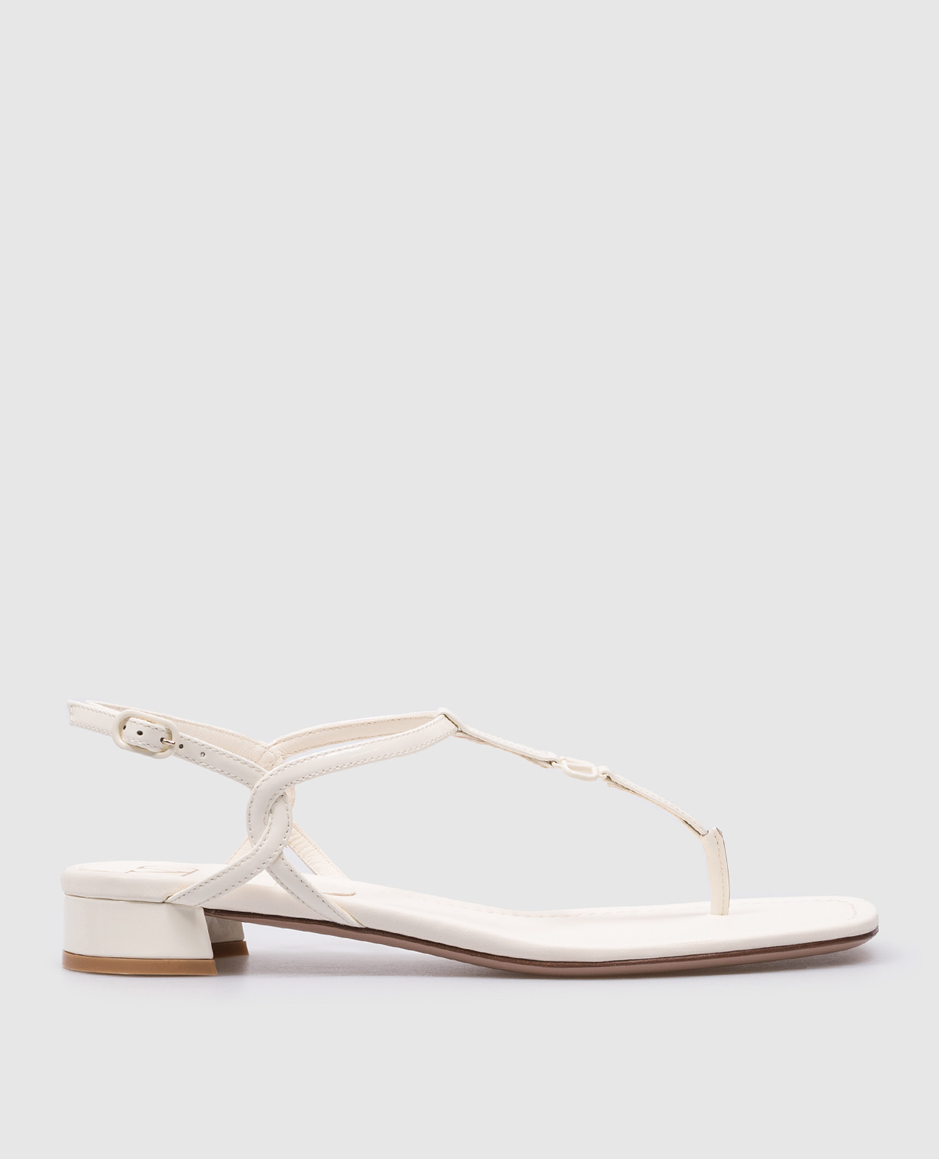 White patent leather sandals with VLogo Signature logo