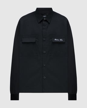 Balmain Черная рубашка с вышивкой логотипа CH1HS166CC63
