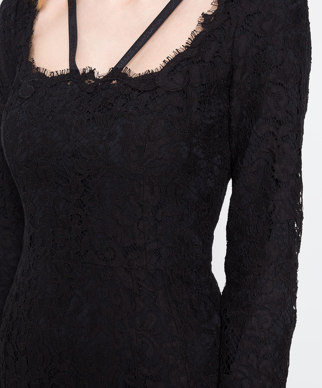 Dolce&Gabbana Чорна сукня міні з перфорацією F6L0ZTHLMTB зображення 5