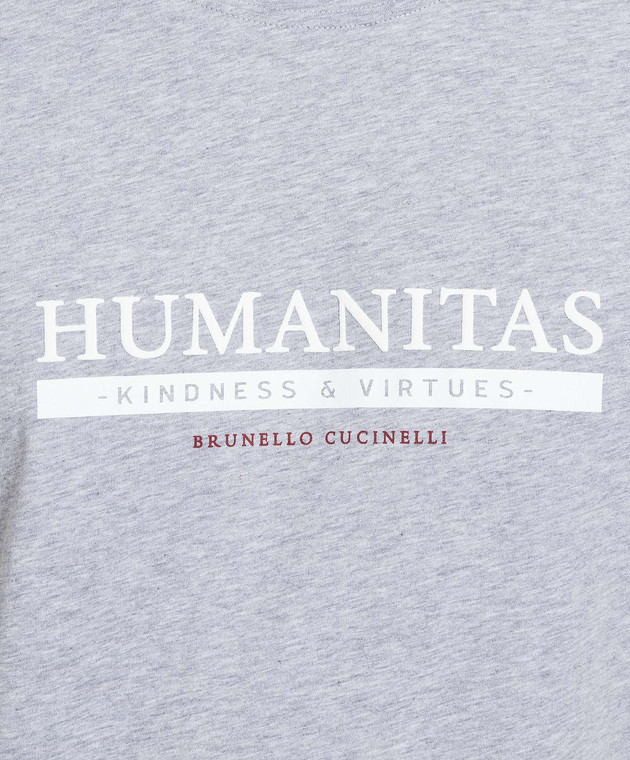Brunello Cucinelli Серая футболка с принтом логотипа M0T718462 изображение 5