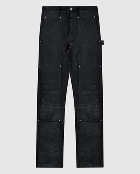 Helmut Lang Черные кожаные брюки с винтажным эффектом N07HM202