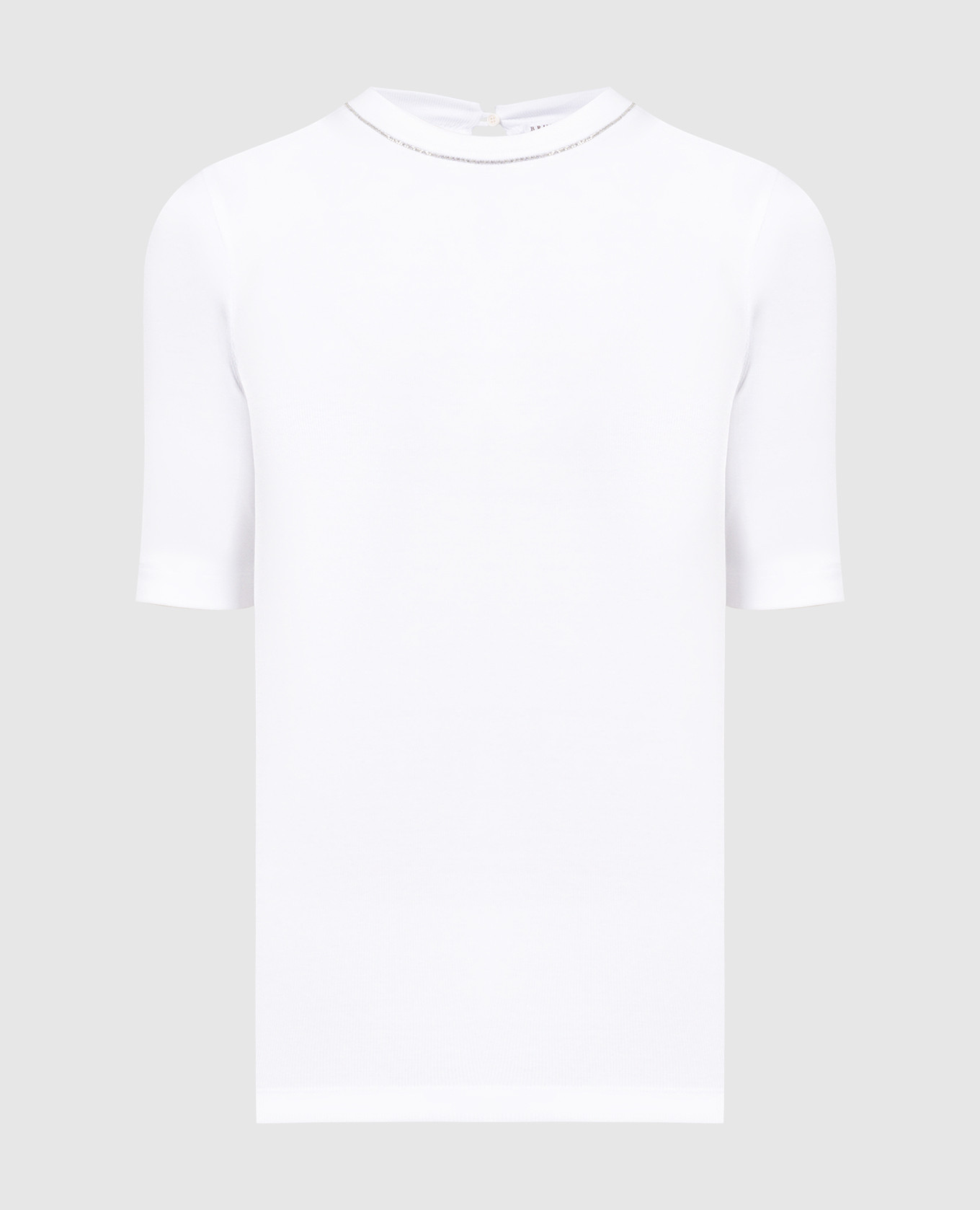 Белая футболка в рубчик с цепочкой мониль