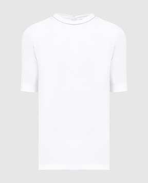 Brunello Cucinelli Біла футболка в рубчик з ланцюжком моніль M0TC8BJ310