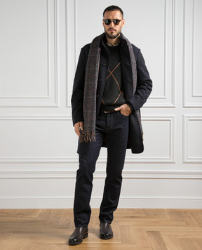 Loro Piana Серый свитер с кашемиром в кожаный узор. FAN2315