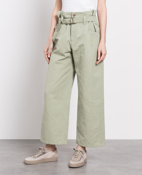 Brunello Cucinelli Зеленые брюки свободного кроя MH191P7996