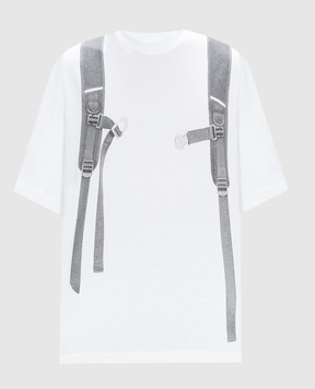 Off-White Біла футболка Backpack з принтом OMAA120F23JER020