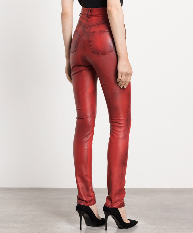 Dolce&Gabbana Red leather pants with a gradient effect FTB5ZLHULNE image 4