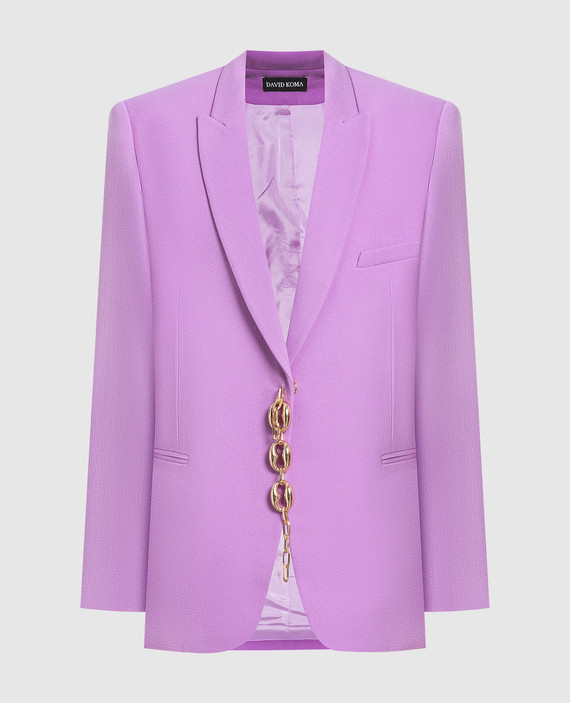 Purple wool jacket with a chain