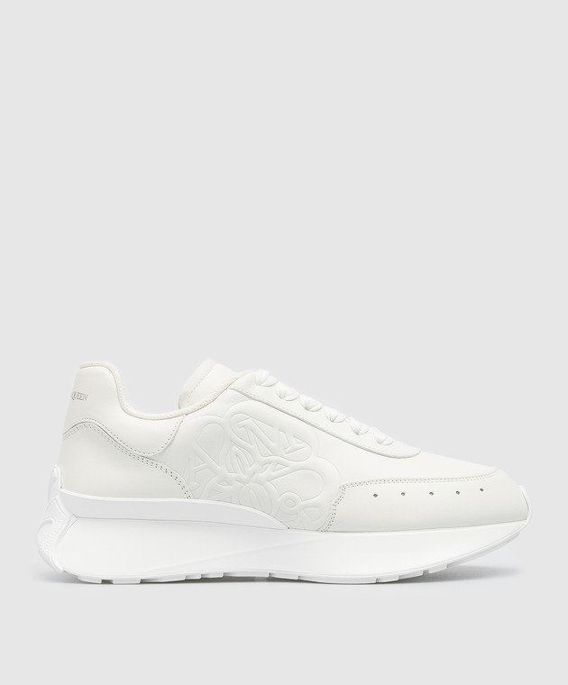 Alexander McQueen White leather sneakers with embossed logo 687995WIC94