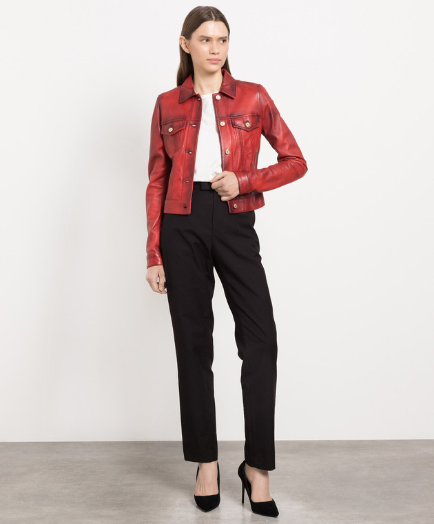 Dolce&Gabbana Red leather jacket with a worn effect F9K98LHULNE image 2