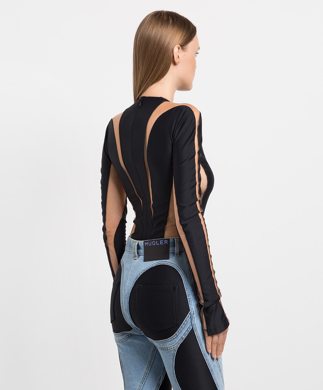 Thierry Mugler - Черное боди с прозрачными вставками 23S1BO0156842