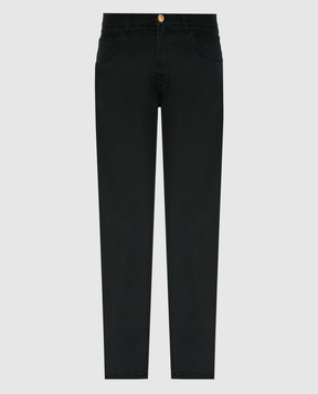 Stefano Ricci Черные джинсы с вышивкой и металлическим логотипом MFT33S1010Z901BK