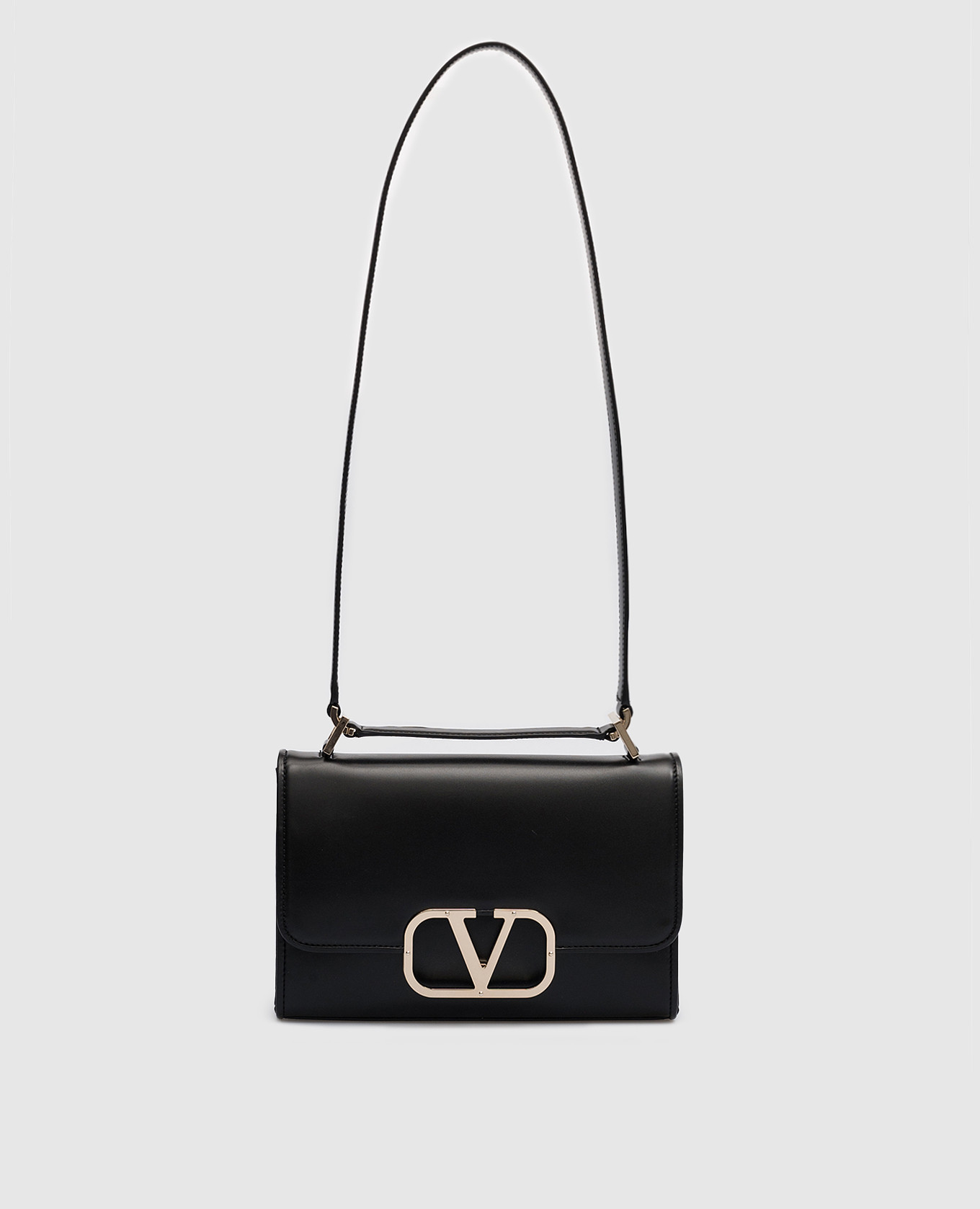 VALENTINO V LOGO HANDBAG IN BLACK LEATHER BLACK LEATHER PURSE