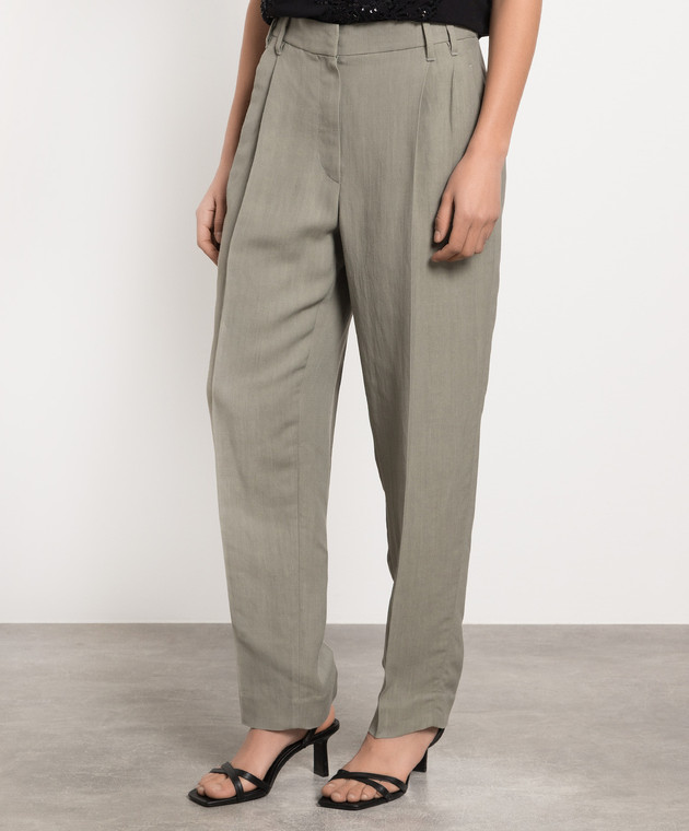 Brunello Cucinelli Штани кольору хакі з ланцюжком моніль MH126P8292 зображення 3