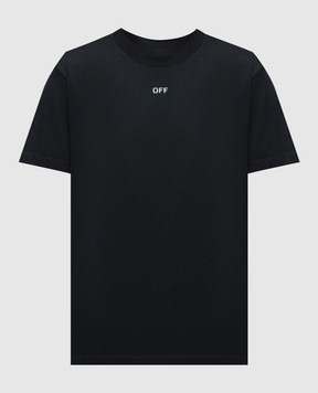 Off-White Чорна футболка з логотипом OMAA027C99JER017