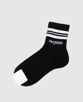 Alexander McQueen Черные носки с контрастным логотипом 7793653D17Q