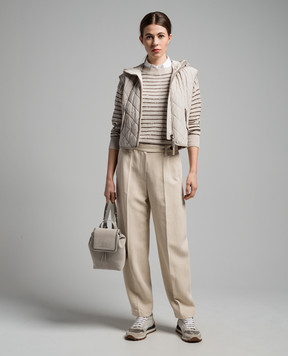 Brunello Cucinelli Бежевые брюки с льном MH579P8607