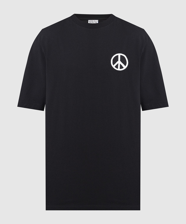 Marcelo Burlon Black T-shirt COUNTY PEACE OVER with a print CMAA054S23JER007