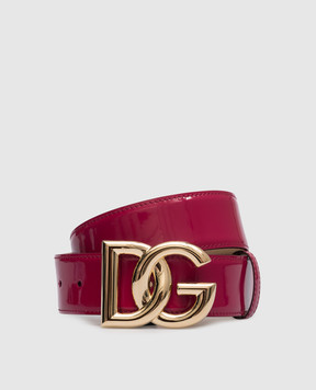 Dolce&Gabbana Розовый лакированный кожаный ремень с металлическим логотипом DG BE1446A1037