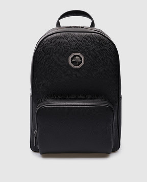 Stefano Ricci Чорний шкіряний рюкзак з емблемою логотипа ND150UVD