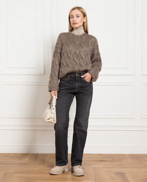 Brunello Cucinelli Коричневый свитер с люрексом MMA371400
