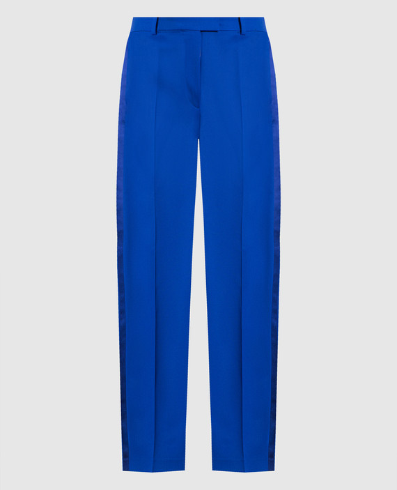 Blue wool loose fit trousers