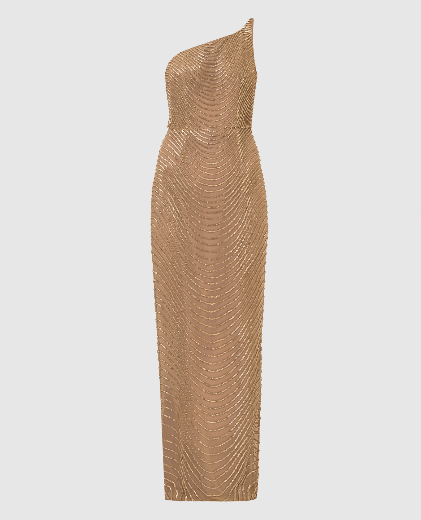 Светло-коричневое платье Axton с бисером и разрезом