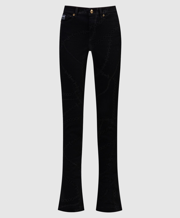 Versace Jeans Couture Black flared jeans with a Necklace print 75HAB502DS010L54