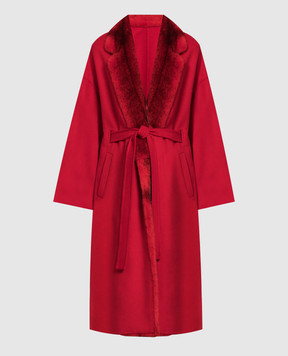 MalaMati Червоне пальто з кашеміру та вовни з хутром норки SV225