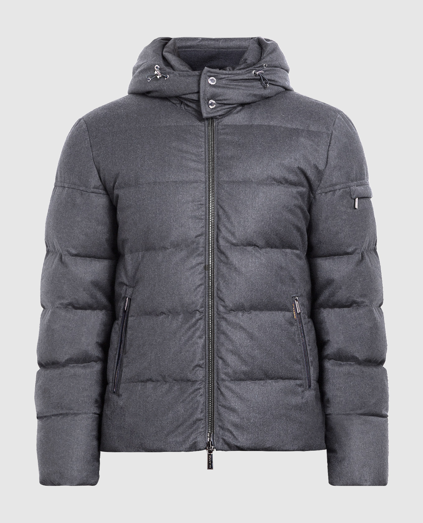 Gray down jacket made of wool and cashmere