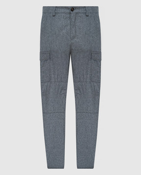 Brunello Cucinelli Сірі меланжеві штани-карго з вовни M038PS2160