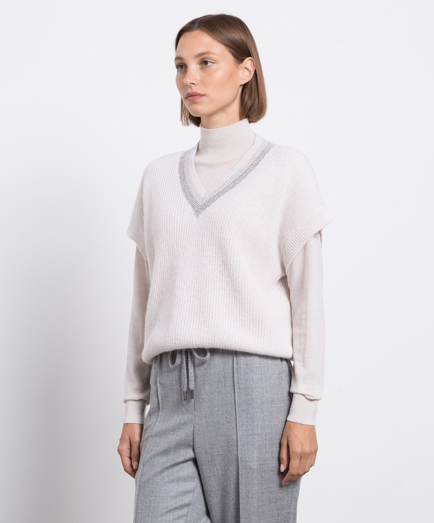 Peserico Бежевый жилет с люрексом S93118F079190A изображение 3