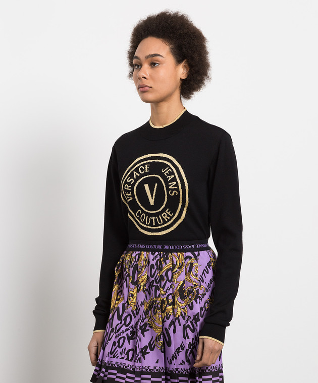 Versace Jeans Couture Black wool jumper with logo 73HAFM21CM01A изображение 3