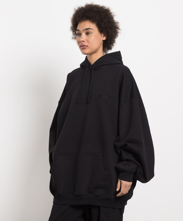 Vetements Black hoodie with logo embroidery UE54HD120B image 3