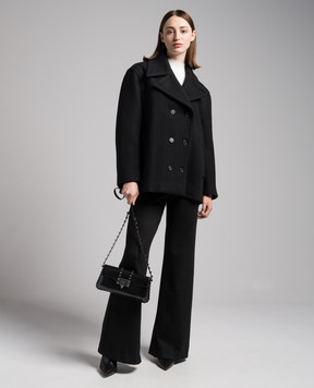 Valentino Чорне двобортне укорочене пальто 3B0CJ3656PJ