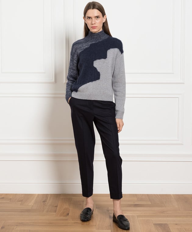 Peserico Blue sweater made of wool, silk and cashmere with a pattern S99065F059018X image 2