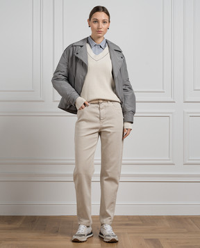 Brunello Cucinelli Бежеві джинси мом з ланцюжком моніль MB057P5732