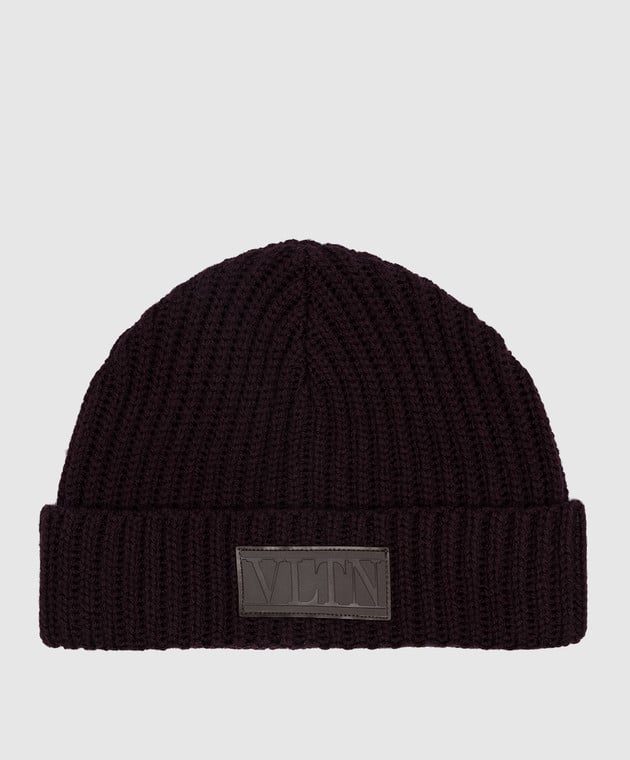 Valentino Brown wool cap with VLTN logo 3Y2HB01RHUN