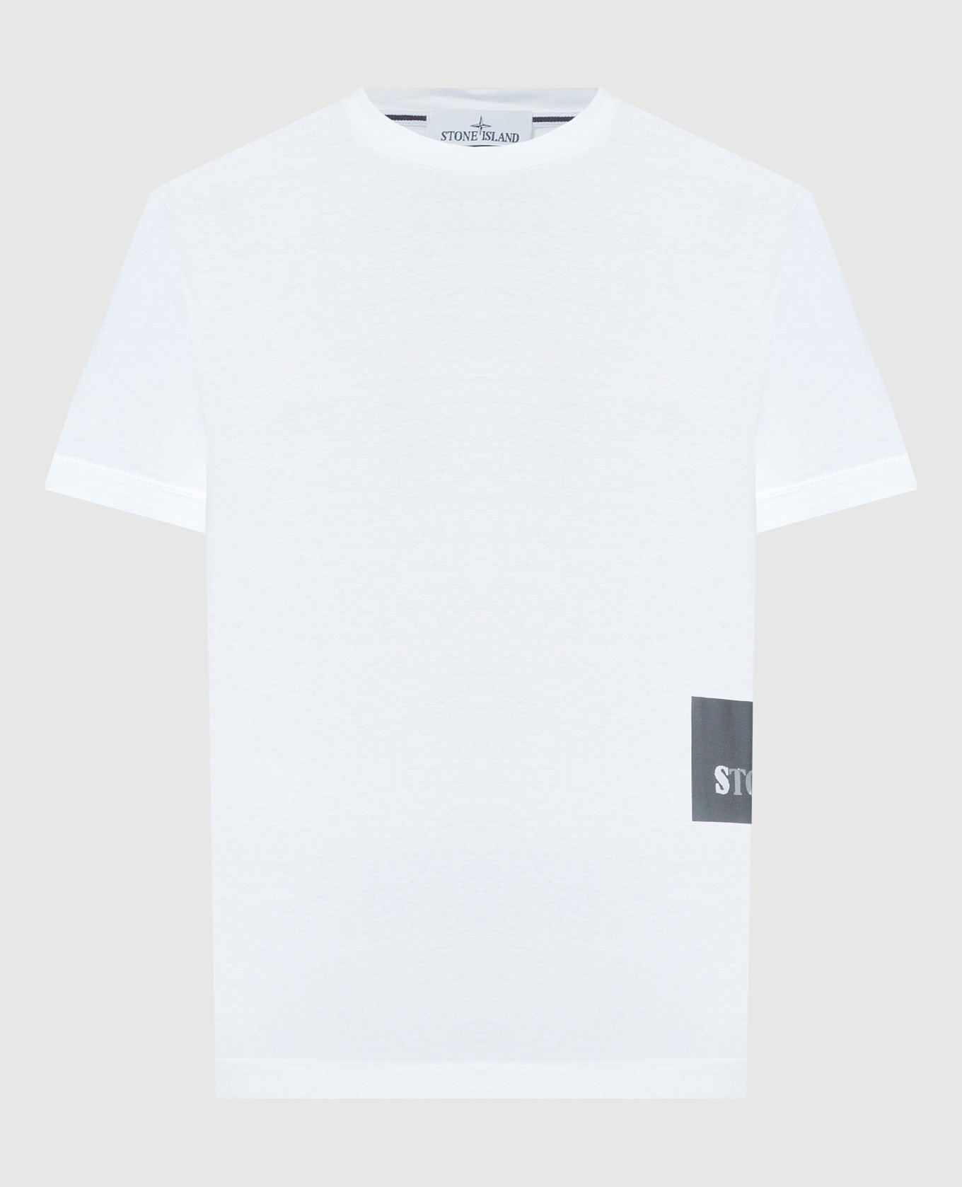 White t-shirt with Stamp One logo print