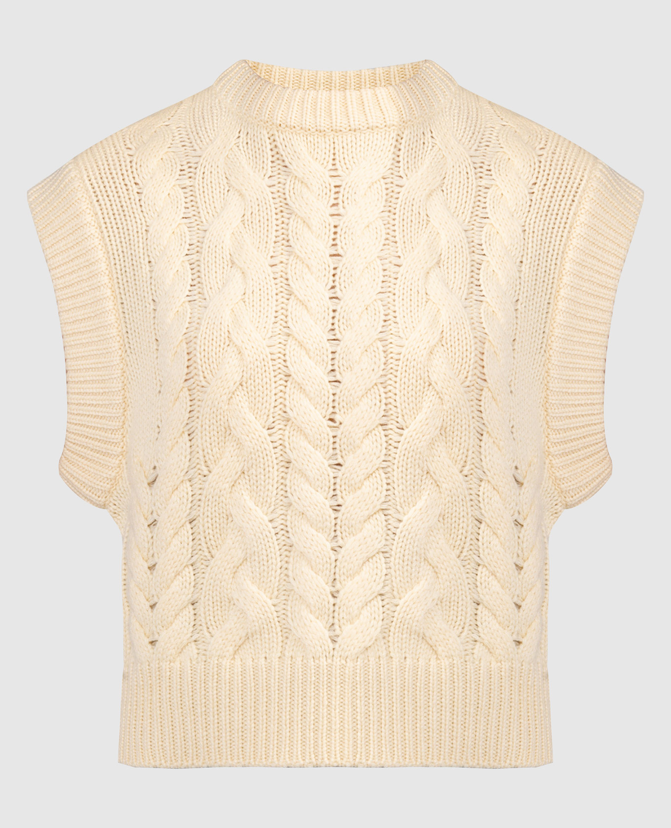 Yellow vest made of cashmere in a textured pattern