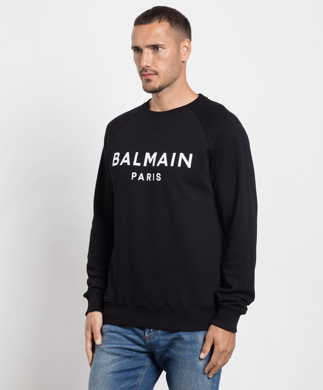Balmain Black sweatshirt with logo print BH1JQ005BB65 image 3
