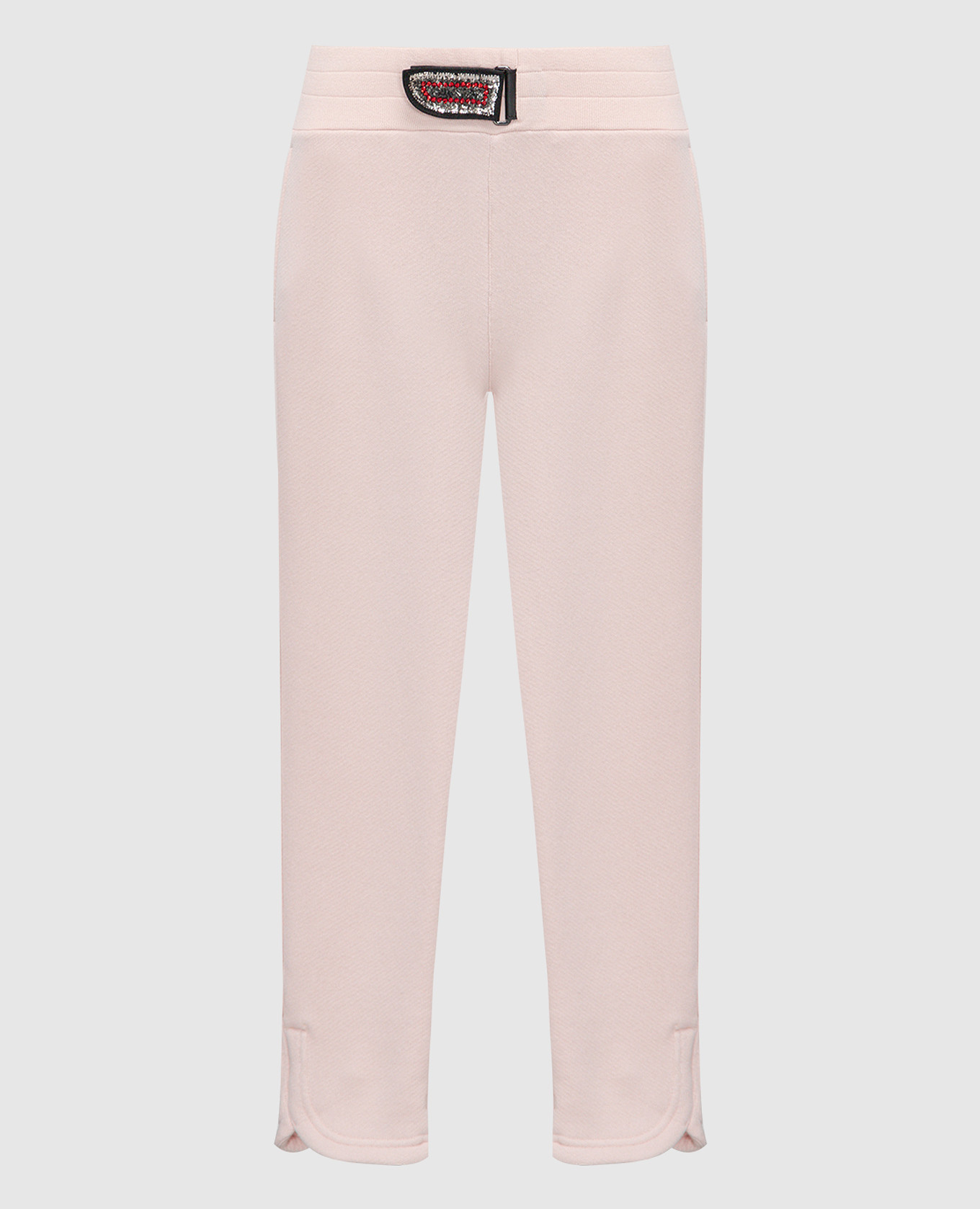 Розовые укороченные брюки с аппликацией