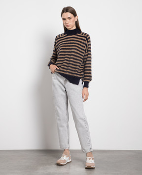 Brunello Cucinelli Синий свитер в полоску с цепочкой мониль MBP154314P