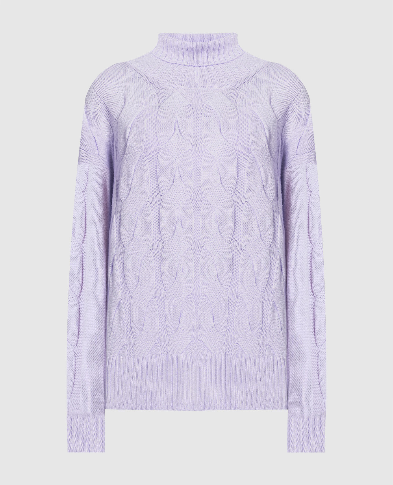 Фиолетовый свитер из шерсти и кашемира с фактурным узором