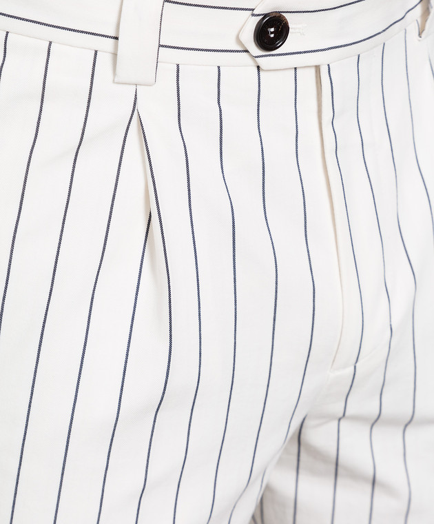 Brunello Cucinelli Білі штани в смужку MH221E1450 зображення 5