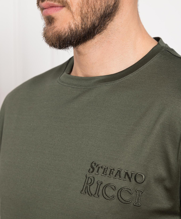 Stefano Ricci Зелена футболка з вишивкою логотипу MNH3102250TE0001 зображення 5
