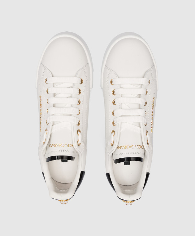 Dolce&Gabbana Portofino white leather sneakers with metallic logo CK1602AH506 изображение 4