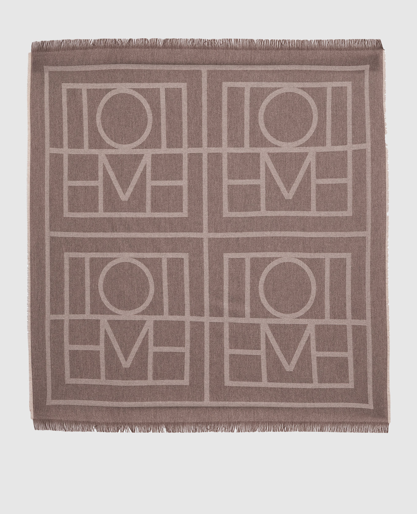 Toteme - Brown merino wool and cashmere scarf in a monogram pattern  213894808 - buy with Greece delivery at Symbol
